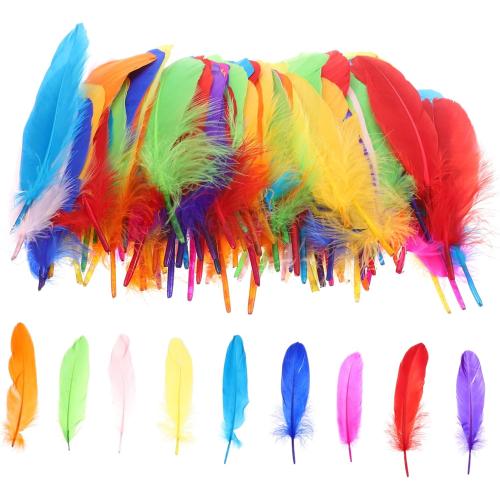 IWOWHERO 120pcs Decorative Goose Plume for Crafts Wedding Decorations and Soft Natural Elegant Colors for Floral Arrangements and Accessories