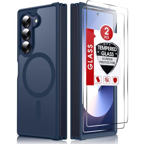 LeYi for Z-Fold-6 Case: Samsung Z Fold 6 Case [Compatible with MagSafe] with 2Pcs Screen Protector, Magnetic Integrated Structure Shockproof Protective for Galaxy Fold 6 Case, Royal Blue
