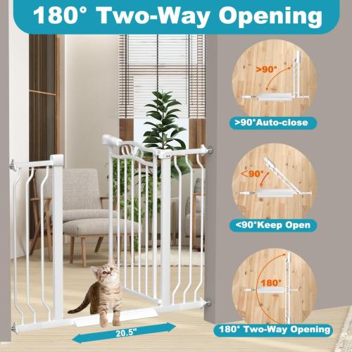 Extra Wide Baby Gate for Doorways 53.1-62.6, Pressure Mounted Dog Gates With Door, Child Safety Barrier Walk Thru Indoor, Large Babygate Long for Kids Toddler Pet Outside, 30 In Tall White