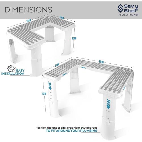 Expandable Under Sink Organizer and Storage I Bathroom Under the Sink Organizer Kitchen Under Sink Shelf I Cleaning Supplies Organizer Under Sink Storage I EXPANDABLE HEIGHT DEPTH & WIDTH