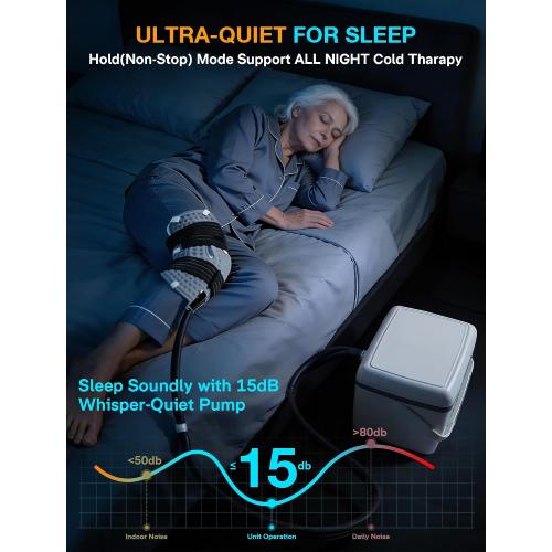 ALLJOY Cold Therapy Machine with 3 Programmable Timer 5-95min | 5 Adjustable Flow & <15db Ultra Quiet Knee Ice Machine for Recovery After Surgery, 8.5QT Portable Cryo Pain Relief System