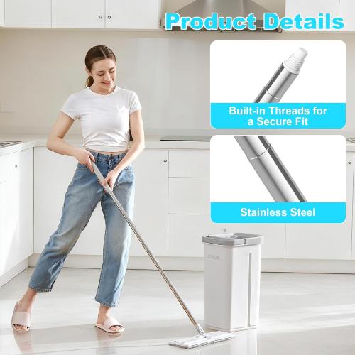 JOYMOOP Mop Handle Extension Rods, for Extending & Replacing Flat Mop, Stainless Steel Mop Handle Rods, Pack of 2 pcs Rods