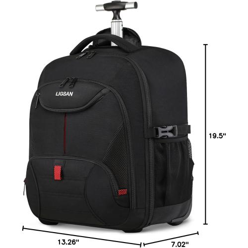 Rolling Backpack, Large Backpack with Wheels for Men Women Adults,  Waterproof Wheeled Travel Laptop Backpack Carry on Luggage Bag Trolley Suitcase Business College School Computer Bookbag,Black