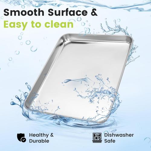 12 Pack Stainless Steel Baking Sheet Pans,  Cookie Sheets for Toaster Oven, Rust-Resistant, Dishwasher Safe