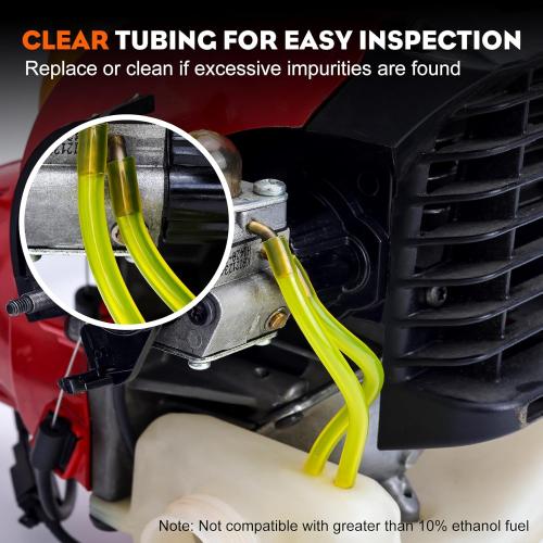 Hipa 10 Feet 1/4 Fuel Line Hose I.D 1/4 x O.D 3/8 (6.35 mm x 9.5 mm) Replace Tygon Fuel Line Tube for Small Engine Lawn Mower Chainsaw Trimmer Tiller Generator Blower Model Parts with Clamps