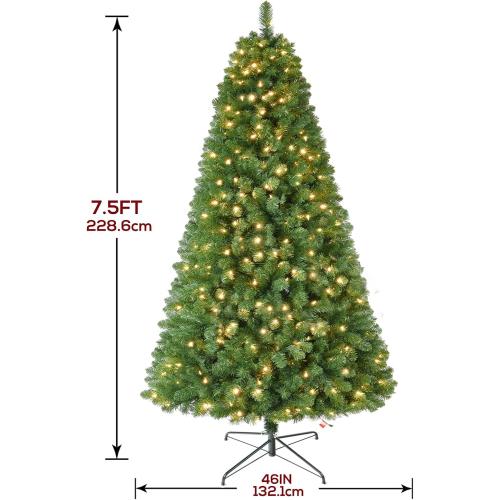 7.5 FT Pre-lit Christmas Tree Spruce with Remote Control, 350 Warm White Multi-Color Changing LED Lights, Artificial Hinged/Feel Real/Realistic for Home, Holiday Decoration Dual Color LED