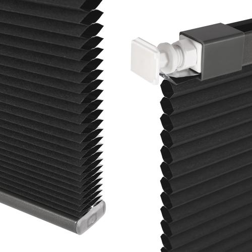 Cordless Cellular Shades, No Drill No Tools Honeycomb Window Blinds, Blackout Light Blocking Cellular Shades for Window, Thermal Insulation Blinds, Easy to Install, Black 29 W x 64 H