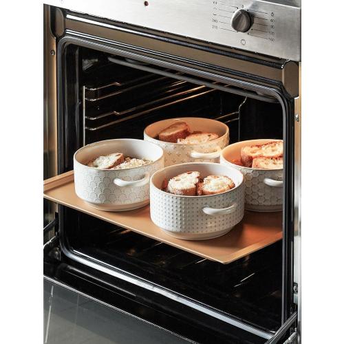 LE TAUCI Soup Bowls with Handles, 20 oz French Onion Soup Crocks, Stackable Soup Bowl Oven Safe for Chili, Beef Stew, Embossment Ceramic Bowl Set - 5.4 Inch, Set of 4, Arctic White