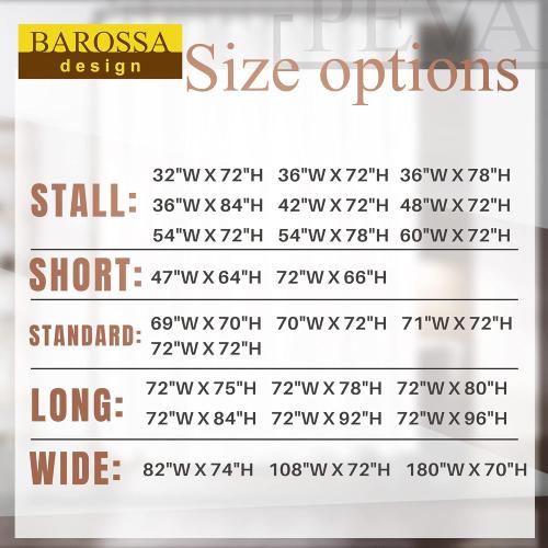 BAROSSA Design 48 inch Wide Stall Shower Curtain Liner with 3 Magnets - PEVA, Waterproof, PVC Free, Metal Grommets, Clear, 48x72
