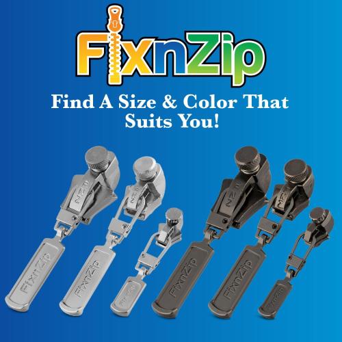 FixnZip (Black Nickel 3 Pack S,M,L) - Universal Zipper Repair Kit for Jackets, Luggage, Bags - Backpack Zipper Replacement Repair Kit - Instant Zipper Fix