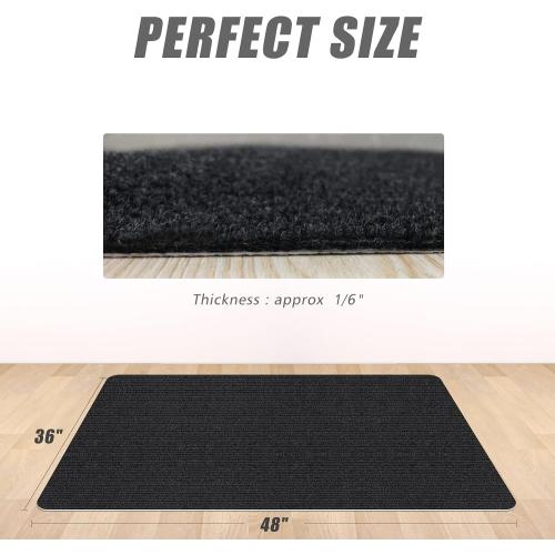 Sycoodeal Office Chair Mat for Hardwood Floor,Office Computer Gaming Chair Mat for Tile Floor,Large Floor Protector Rug,Anti-Slip,Easy to Clean,Pure Black