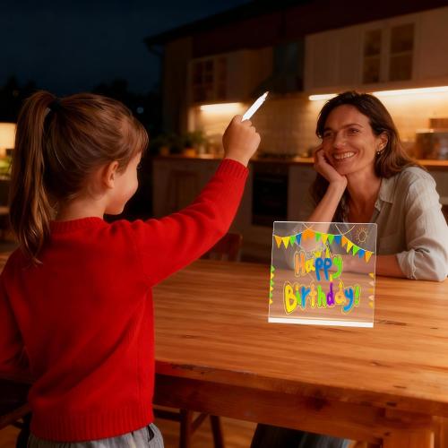 LED Drawing Board – Transparent Acrylic Writing Pad, Dry Erase LED Board with 4 Color Pens | Foldable Stand Drawing Tablet, Creative Art Supplies for Youth Girls Boys Classroom Road Trip Home