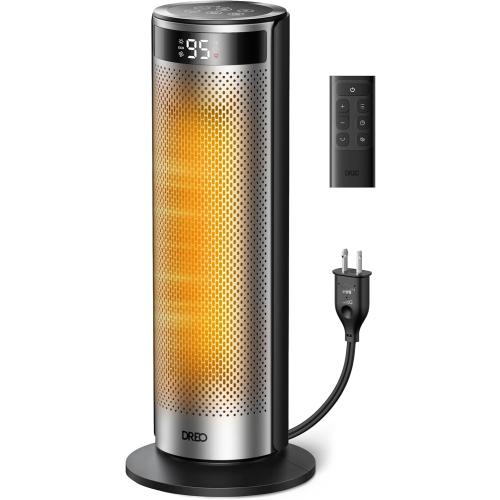 Dreo Space Heater for Large Room, 20 Inch Electric Heaters for Indoor Use, 8 Safe Protection Tower with Dreo FortPlug, 70° Oscillation, PTC Ceramic with Remote, Quiet, 12H Timer, Bedroom, Office
