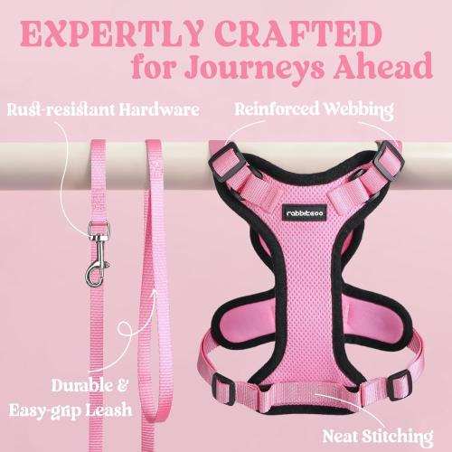 Size XS rabbitgoo Cat Harness and Leash for Walking, Escape Proof Soft Adjustable Vest Harnesses for Cats, Easy Control Breathable Reflective Strips Jacket, Pink