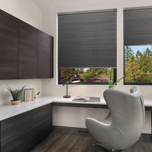 LazBlinds Cordless Cellular Shades, No Tools No Drill Blackout Honeycomb Shades Pleated Blinds for Windows, 33 W x 64 H, Midnight Black