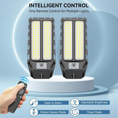 VOOJOY 5000W Solar Street Lights Outdoor, 7000K Solar Light Outdoor, 2 Pack