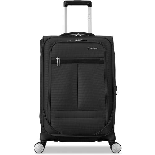 Samsonite Carry-On Soft-Sided Expandable 21-Inch Element Suitcase: Airline Approved for Most Major Airlines, Durable, 360° Spinner Wheels, Adjustable Handle, 2 Front & Side Pocket- Black