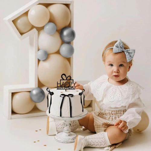 11 Pack Bow Cupcake Toppers Birthday Bowknot Ribbons Cake Topper Coquette Themed Party Black Bow with Happy Birthday Sign for Girl Kids Baby Bridal Wedding Party Cake Decorations