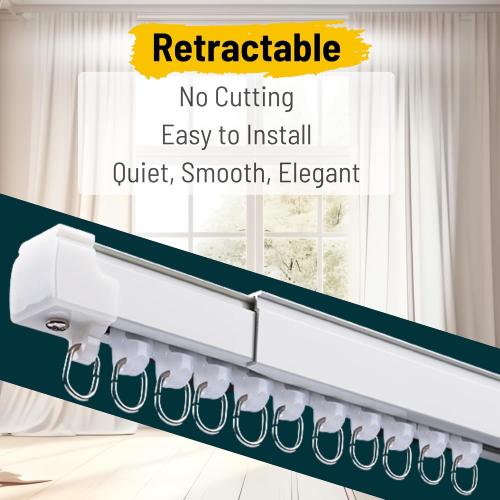 2.3 to 4 ft Aluminum Retractable Ceiling Curtain Track - Curtain Track Wall Mount - Ceiling Mount Curtain Rail - Extentable curtain tracks - Silent Track Curtains ceiling Mount (70cm)