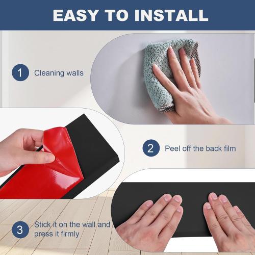 DGSL Flexible Baseboard Trim 4x147.6ft,Self Adhesive Vinyl Wall Base Black | Rubber Toe Design, Easy to Cut, Protects Walls, Creates a Clean Finish for Kitchens, Bathrooms, Bedrooms, Hallways & Offices