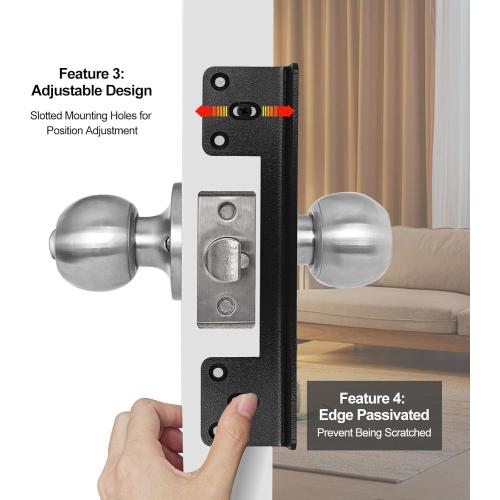 Door Latch Guard Plate 7” with 1” Offset Cover, Outswing Door Security Protector Shield, Heavy Duty Version, Door Knob/Deadbolt Latch Protector Plate (1 Pack)