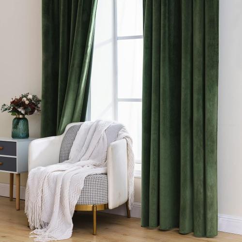 MIULEE Velvet Curtains 84 inches 2 Panels - Luxury Blackout Curtains for Bedroom Living Room Thermal Insulated Super Soft Window Drapes Rod Pocket & Back Tab, Olive Green, W52 x L84 inches