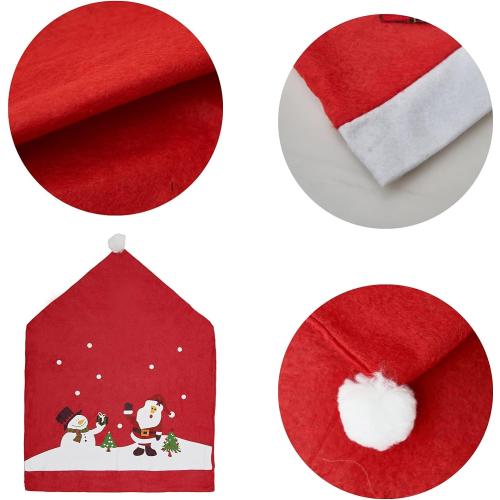 Phedrew 6Pcs Christmas Chair Covers Xmas Dining Chair Slipcovers Santa Hat Chair Back Covers for Christmas Banquet Holiday Festival Decor