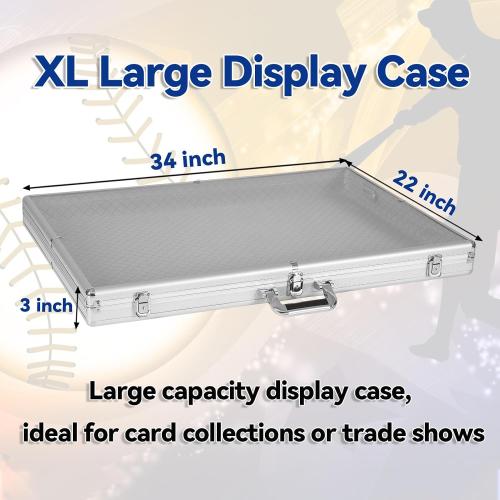 34x22 Aluminum Sports Card Display Case for Baseball MTG Collectible Cards, XL Large Table Top Trade Show Display Case with Lock for Graded Cards Jewelry Craft Collectibles
