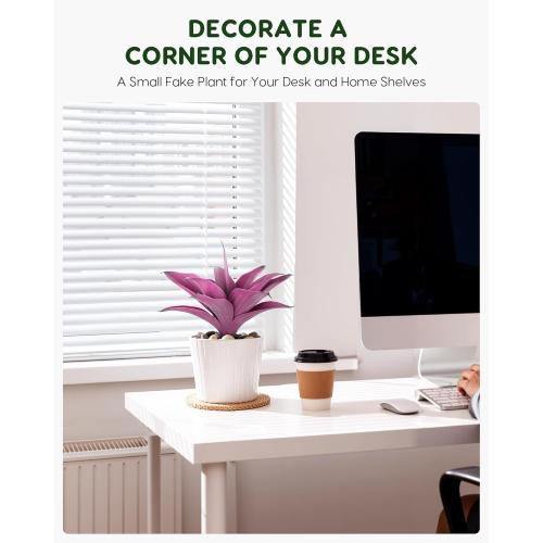 Velener 14 Inch Artificial Agave Plants, UV Resistant Fake Outdoor Plants, Small Faux Plants for Indoor Decor(Purple)-2 Pack