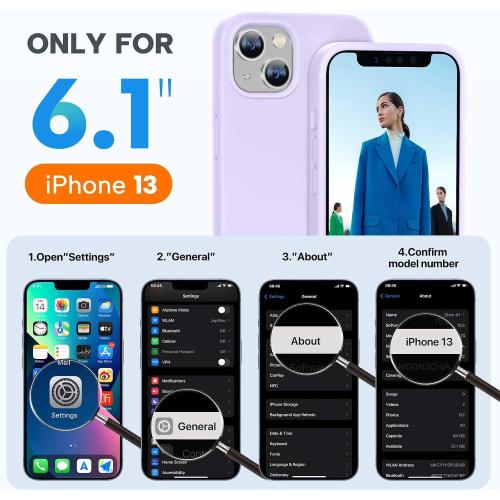 miracase Designed for iPhone 13 Case, [Soft Anti-Scratch Microfiber Lining], Shockproof Liquid Silicone Rubber Phone Case Cover for 13 6.1 inch, Light Purple | Soft Anti-Scratch Microfiber Lining, Premium Silicone Cover Shockproof Drop Protection Phone Case for 13