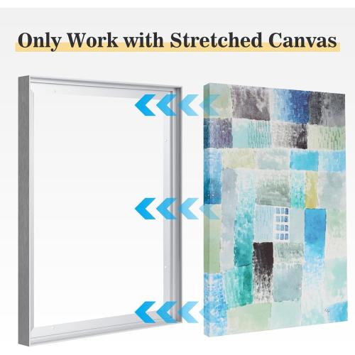 Floating Frame for 24x30 Canvas Paintings with 0.6-0.8 Deep, DIY Metal Canvas Floater Frames for Abstract Art Prints Family Wedding Portraits, Gallery Wall Art Decor, No Glass & Back (Silver)