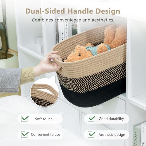 ECDYQXVU 15x10x9 Inch Woven Cotton Rope Storage Basket, 2 Pack