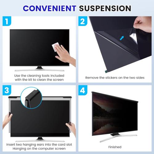 Hanging 24 Inch Computer Privacy Screen Filter, Hanging Computer Screen Privacy Cover, Compatible with, 23.8 Inch 16:9 Widescreen Monitors, Protect Eyes from Glare and Blue Light