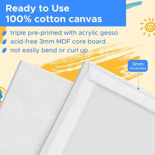 Mini Canvas for Painting 4x4 inch, 20 Pack Small Painting Canvases for Novices & Artists, Gesso Primed Acid-Free 100% Cotton, Blank Canvas Boards Panels for Oil, Watercolor, Acrylic, etc