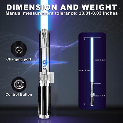 XUZ Light Sabers for Adults Kids, Metal Handle, Heavy Dueling, FX Sound Fonts, 16 RGB Colors, Rechargeable Light Up Sword, Cosplay Costume Party Birthday Gift Toys for Men Boys