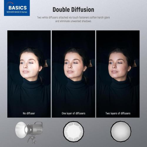 NEEWER Basics Parabolic Softbox Kit, 26/65cm Bowens Mount Soft Box with Light Diffusers for Studio Photography Video Recording Streaming Lighting Compatible with Godox Compatible with Aputure, NS37P