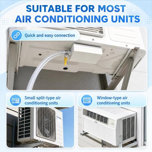 NNG Magnetic Window AC Drain Kit, 4FT Clear Condensate Drain Hose with Stainless Clamp, No-Drill Magnetic Drain Adapter for Window & Mini Split AC Units