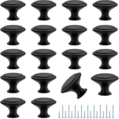 JOY DECOR 18 Pack Matte Black Cabinet Drawer Hardware 30mm Kitchen Cabinet Knobs Drawer Pulls with Installation Screws for Dressers Kitchens Cupboard