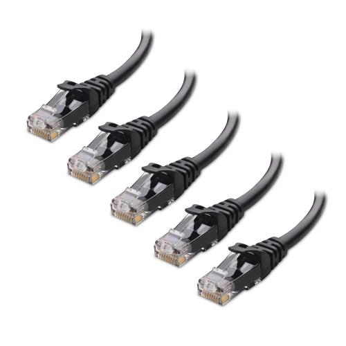 Cable Matters 10Gbps 5-Pack Snagless Cat 6 Ethernet Cable - 7ft, Cat 6 Cable, Cat6 Cord, Ethernet Cord, Black
