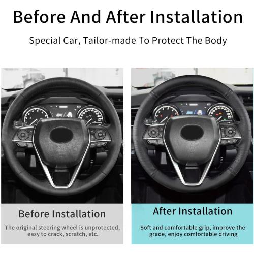 Hand Sewn Steering Wheel Cover,Fit for Toyota RAV4 SUV 2019-2024 / Avalon 2019-2022 / Camry 2018-2024 / Corolla 2020-2025,Non-Slip Breathable Microfiber Leather Steering Wheel Cover On Wrap