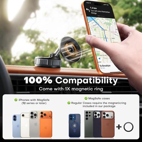 Magnetic Phone Holder for Car [98  LB Strongest Suction & 2800gf Strongest Magnetic] 360° Adjustable Car Phone Holder for Magsafe Phone Holders for Your Car for iPhone 17 Pro Max 16 15 14 13 12 Plus