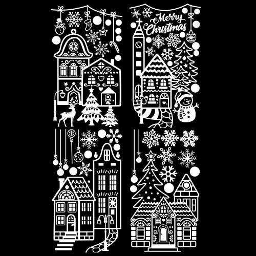 Large Christmas Window Clings, Xmas Window Stickers White House Snowflakes Reindeer Decals for Winter Glass Christmas Window Decoration
