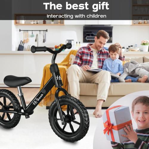 Size 12 Color Black Toddler Balance Bike 12” No Pedal Training Bicycle for Kids 24 Months to 5 Years Tool-Free Adjustments Seat and Handlebar Best Gift for 2-5 Boys Girls