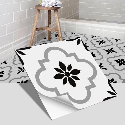24pcs Floor Tile Stickers Peel and Stick Backsplash Wall Tiles Decals Self-Adhesive Subway Sticker for Kitchen Bedroom Bathroom Fireplace Laundry Decoration 7.87*7.87,Black & White
