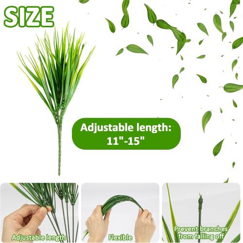 MAQIHAN 10 Artificial Grass Plant Outdoors - Faux Fake Wheat Grass Decor UV Resistant Outdoor Plants Plastic Outside Weed Plant Artificial Greenery for Porch Decorative