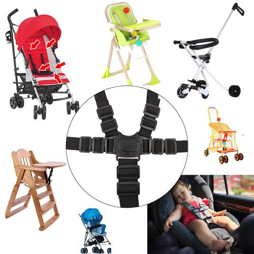 5 Point Seat Belt Safety Strap Belt for Stroller Pushchair Pram Buggy Safe Protection, Adjustable High Chair Baby Straps, Safety Strap Belt