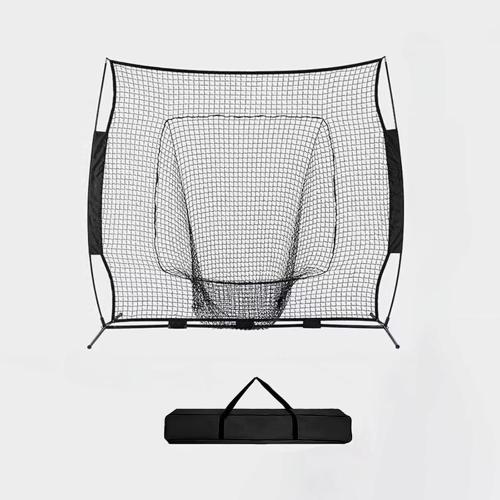 7'×7' Baseball Softball Practice Net with Strike Zone and Carry Bag, Batting Tee, Baseball Backstop Practice Net for Pitching Batting Catching for All Skill Levels