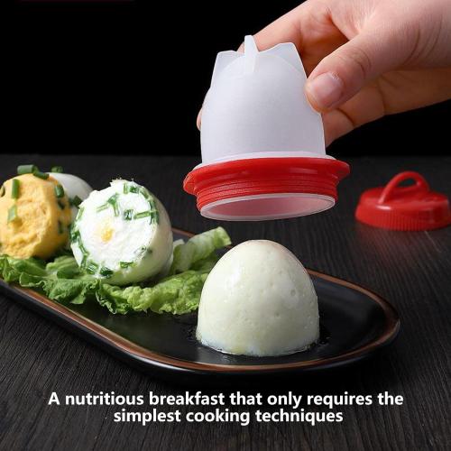 Hard Boiled Egg Maker, 6-Piece Shell-Free Egg Cooker Set, Non-Stick Easy-Clean Multifunctional Egg Boiler Kit, white