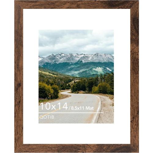 10x14 Picture Frame Deep Brown for 30 x 40cm Diamond Art Painting, Wood 10x14 Frame with 8.5x11 Mat for Wall Mounting, 30x40 cm Frame with Shatter-Resistant Plexiglass, Deep Brown, 1 Pack