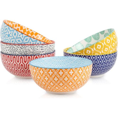 Selamica Ceramic Cereal Bowls Set of 6, 24 Oz Deep Soup Bowls for Kitchen, 5.9 Inch Dessert Bowls for Salad, Pasta, Oatmeal, Ramen, Microwave Dishwasher Safe, Set of 6, Assorted Colors____